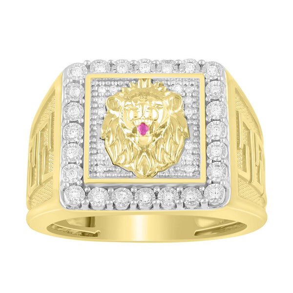 MEN'S RING 0.25CT ROUND DIAMOND 10K YELLOW GOLD