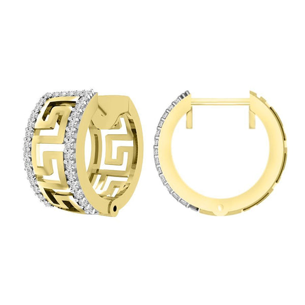 MEN'S HUGGIES EARRINGS 0.20CT ROUND DIAMOND 10K YELLOW GOLD