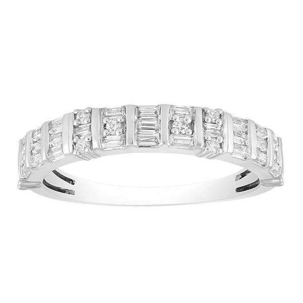 LADIES BAND 0.50CT ROUND/BAGUETTE DIAMOND 14K WHITE GOLD