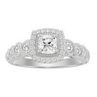 LADIES RING 1.00CT ROUND/PRINCESS DIAMOND 14K WHITE GOLD (CENTER STONE 0.50CT PRINCESS DIAMOND)