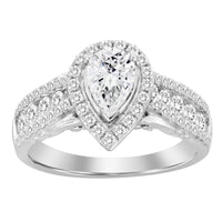 LADIES RING 1.50CT ROUND DIAMOND 14K WHITE GOLD (SI QUALITY) (CENTER STONE 0.75CT PEAR DIAMOND)