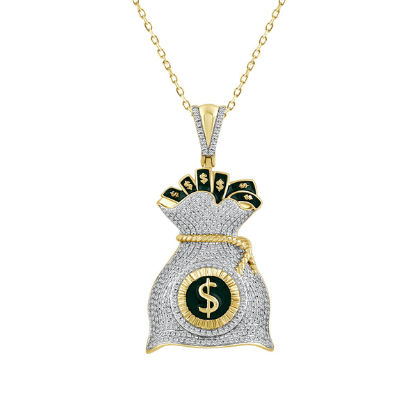 MEN'S PENDANT 1.00CT ROUND DIAMOND 10K YELLOW GOLD