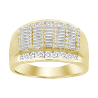 MEN'S RING 1.00CT ROUND/BAGUETTE DIAMOND 10K YELLOW GOLD
