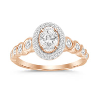 LADIES RING 1.00CT ROUND/OVAL DIAMOND 14K ROSE GOLD