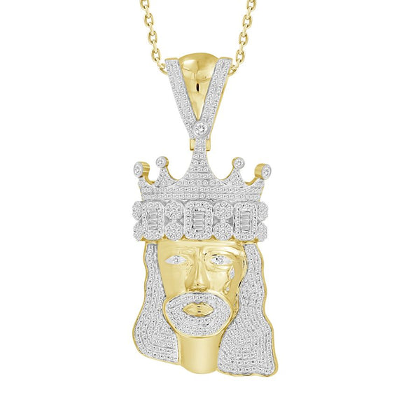MEN'S CHARM 1.50CT ROUND/BAGUETTE DIAMOND 10K YELLOW GOLD