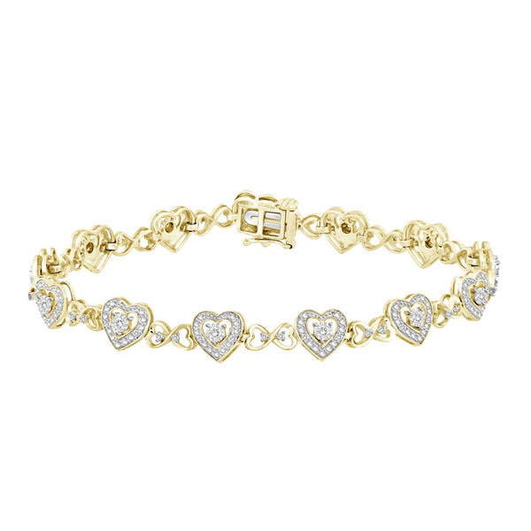 LADIES BRACELET 0.25CT ROUND DIAMOND YELLOW GOLD/STERLING SILVER