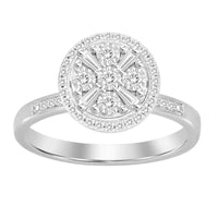 LADIES RING 0.25CT ROUND/BAGUETTE DIAMOND 10K WHITE GOLD