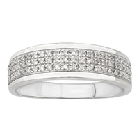 MEN'S BAND 0.25CT ROUND DIAMOND STERLING SILVER/WHITE GOLD