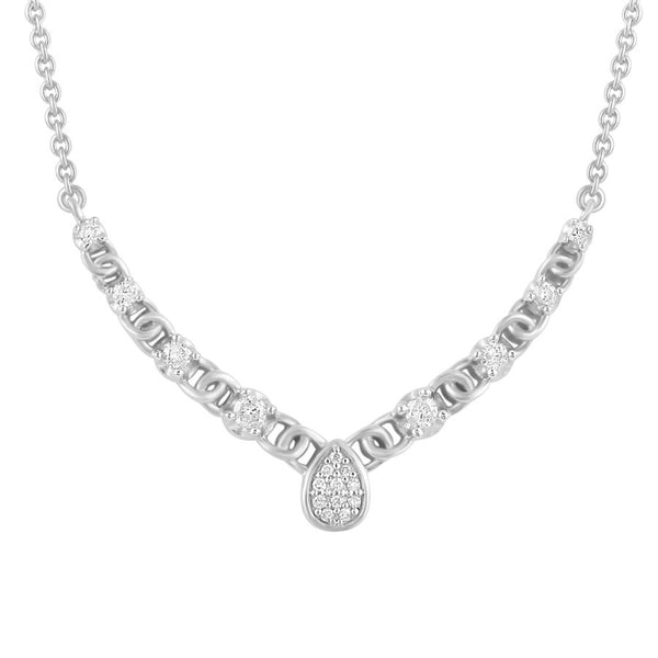 LADIES NECKLACE 0.25CT ROUND DIAMOND 10K WHITE GOLD