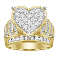 LADIES RING 3.00CT ROUND/BAGUETTE DIAMOND 10K YELLOW GOLD