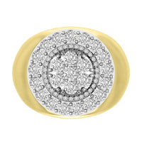 MEN'S RING 0.75CT ROUND DIAMOND 10K YELLOW GOLD