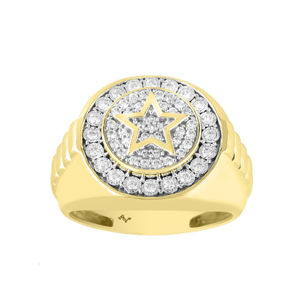 MEN'S RING 0.50CT ROUND DIAMOND 10K YELLOW GOLD