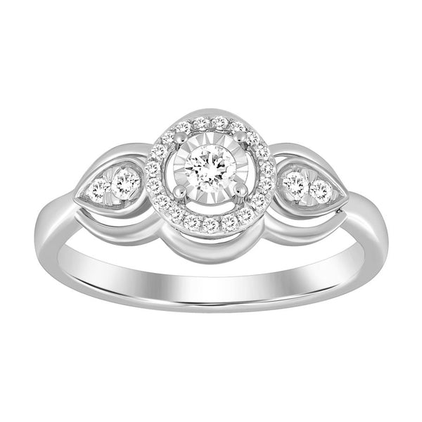 LADIES RING 0.20CT ROUND DIAMOND 10K WHITE GOLD