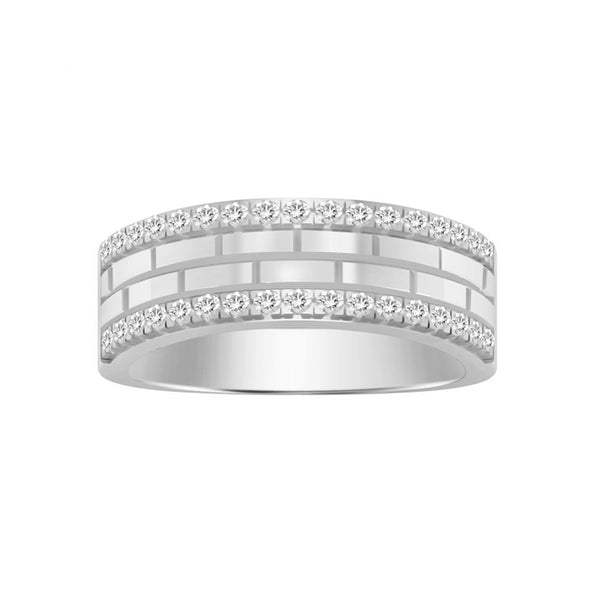 MEN'S BAND 0.50CT ROUND DIAMOND 14K WHITE GOLD