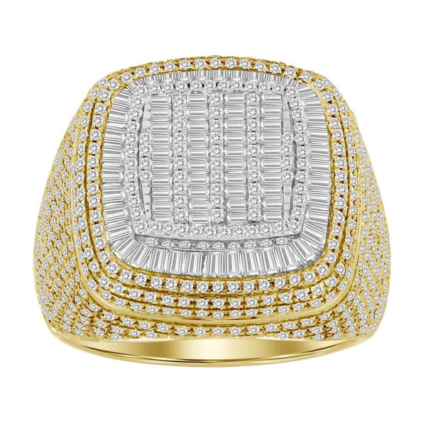 MEN'S RING 2.00CT ROUND/BAGUETTE DIAMOND 10K YELLOW GOLD