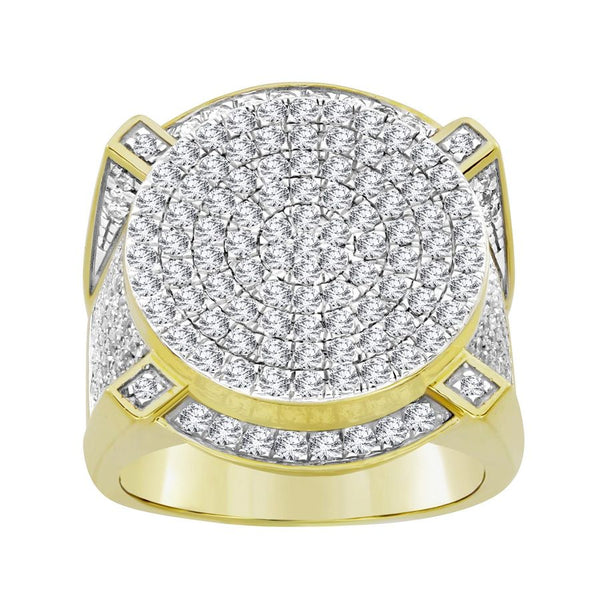 MEN'S RING 2.50CT ROUND DIAMOND 10K YELLOW GOLD