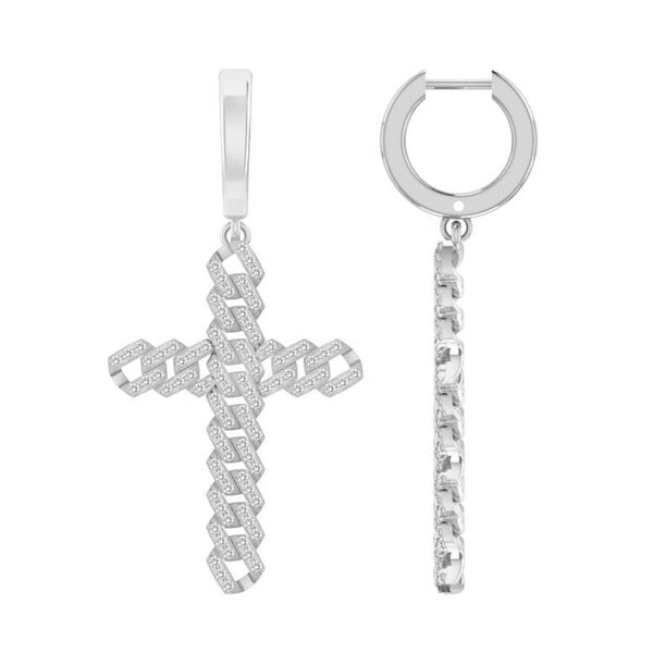 LADIES DANGLE EARRING 0.25CT ROUND DIAMOND 10K WHITE GOLD