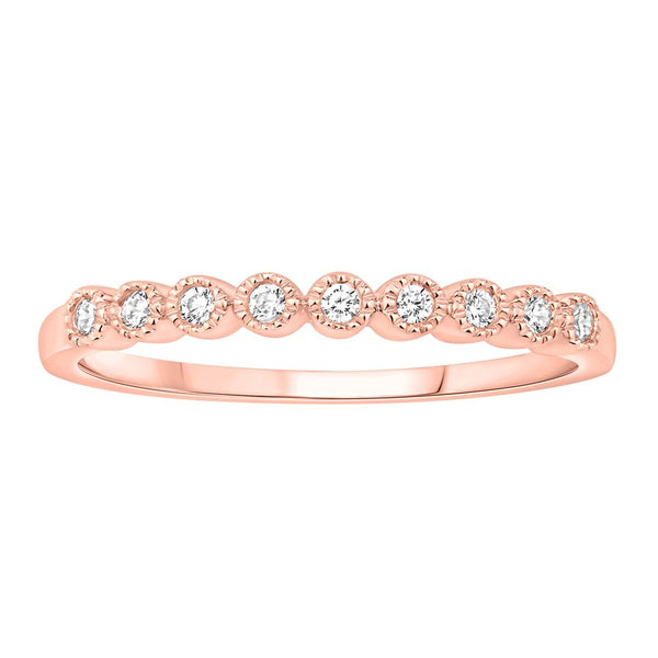 LADIES STACKABLE BAND 0.11CT ROUND DIAMOND 10K ROSE GOLD