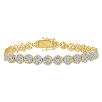 LADIES BRACELET 3.00CT ROUND DIAMOND 14K YELLOW GOLD