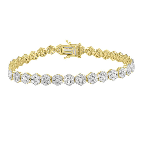 LADIES BRACELET 2.00CT ROUND DIAMOND 14K YELLOW GOLD (SI QUALITY)