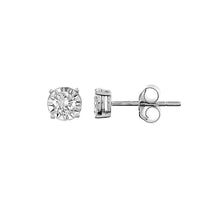 LADIES EARRINGS 0.33CT ROUND DIAMOND STERLING SILVER/WHITE GOLD