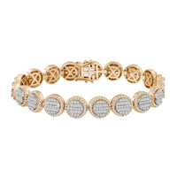 MEN'S BRACELET 6.25CT ROUND/BAGUETTE DIAMOND 10K ROSE GOLD