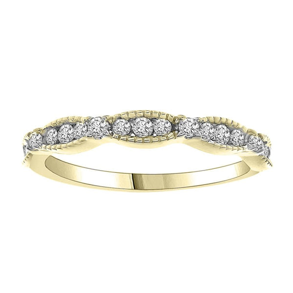 LADIES STACKABLE BAND 0.25CT ROUND DIAMOND 10K YELLOW GOLD