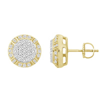 LADIES STUD EARRINGS 1.00CT ROUND DIAMOND 10K YELLOW GOLD