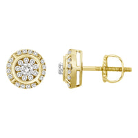 MEN'S STUD EARRINGS 1.00CT ROUND DIAMOND 10K YELLOW GOLD