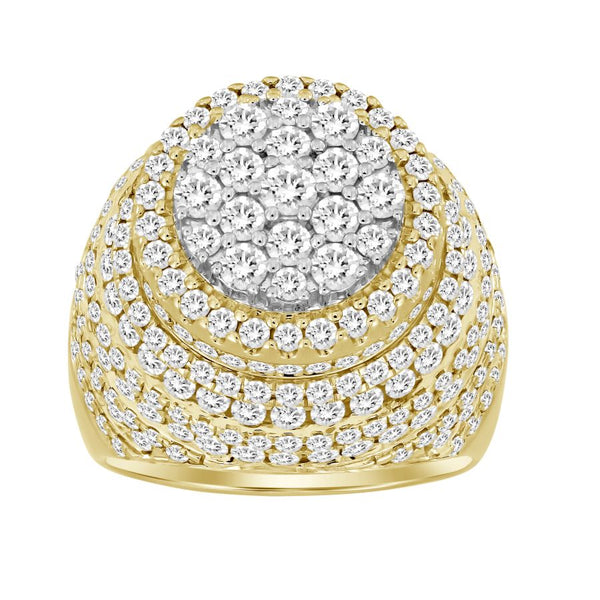 MEN'S RING 5.00CT ROUND DIAMOND 14K YELLOW GOLD