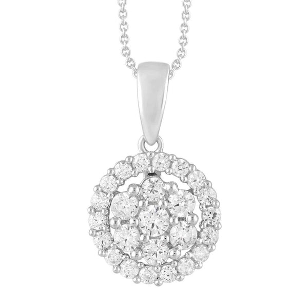 LADIES PENDANT 0.75CT ROUND DIAMOND 10K WHITE GOLD