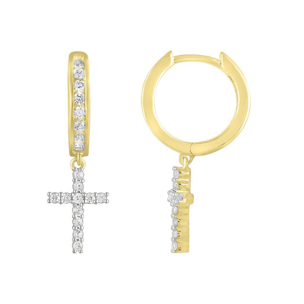 LADIES HUGGIES EARRINGS 0.50CT ROUND DIAMOND 10K YELLOW GOLD