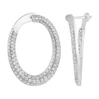 LADIES EARRINGS 3.00CT ROUND DIAMOND 10K WHITE GOLD