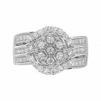 LADIES RING 1.00CT ROUND DIAMOND 10K WHITE GOLD