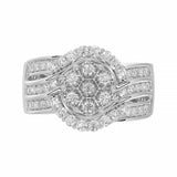LADIES RING 1.00CT ROUND DIAMOND 10K WHITE GOLD