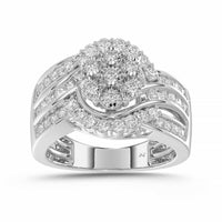 LADIES RING 1.00CT ROUND DIAMOND 10K WHITE GOLD
