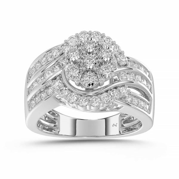 LADIES RING 1.00CT ROUND DIAMOND 10K WHITE GOLD