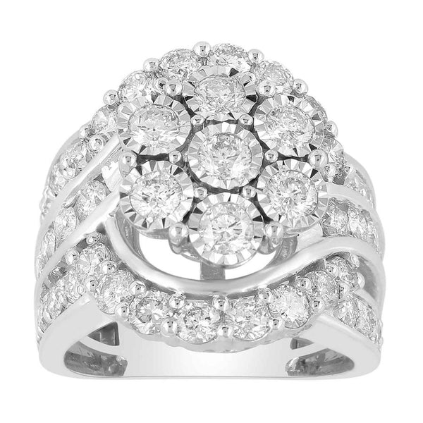 LADIES RING 3.00CT ROUND DIAMOND 10K WHITE GOLD