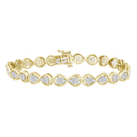 LADIES BRACELET 1.00CT ROUND/BAGUETTE DIAMOND 10K YELLOW GOLD