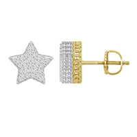 MEN'S STUD EARRINGS 0.15CT ROUND DIAMOND 10K YELLOW GOLD