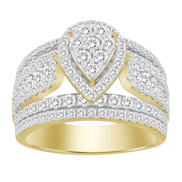 LADIES RING 2.00CT ROUND DIAMOND 10K YELLOW GOLD