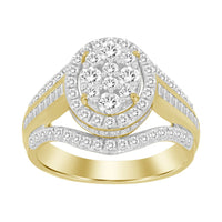 LADIES RING 1.00CT ROUND/BAGUETTE DIAMOND 10K YELLOW GOLD