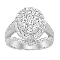 LADIES RING 2.00CT ROUND/BAGUETTE DIAMOND 10K WHITE GOLD