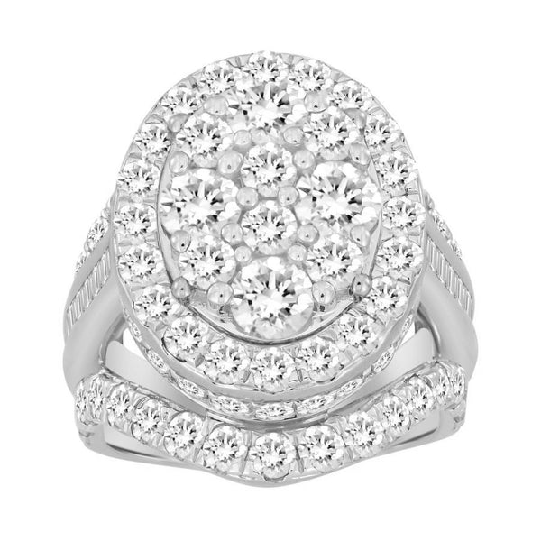 LADIES RING 5.00CT ROUND/BAGUETTE DIAMOND 10K WHITE GOLD