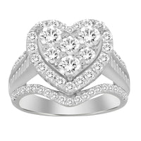 LADIES RING 2.00CT ROUND/BAGUETTE DIAMOND 10K WHITE GOLD