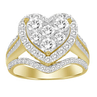 LADIES RING 2.00CT ROUND/BAGUETTE DIAMOND 10K YELLOW GOLD