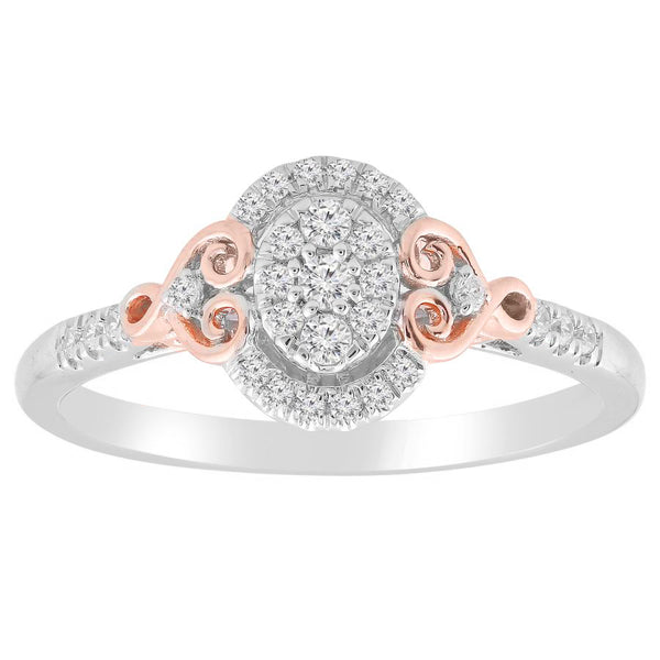 LADIES RING 0.20CT ROUND DIAMOND 10K WHITE/ROSE GOLD