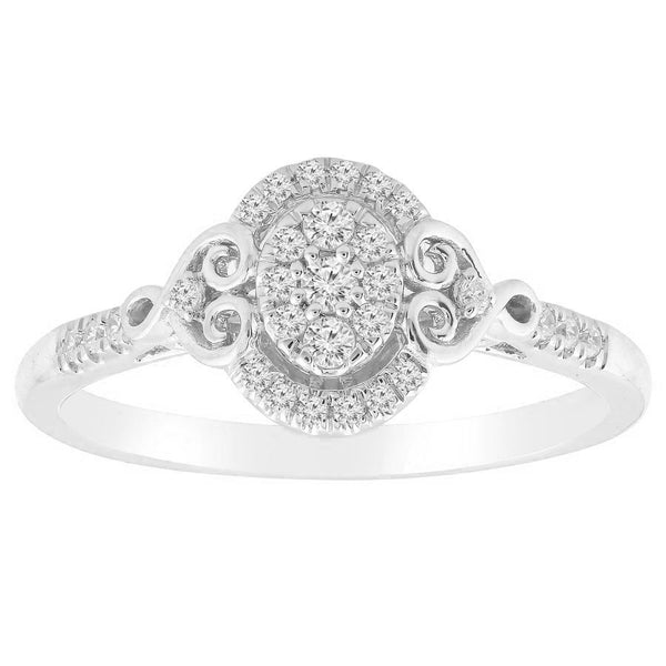 LADIES RING 0.20CT ROUND DIAMOND 10K WHITE GOLD