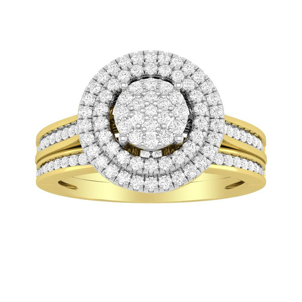 LADIES BRIDAL SET 0.33CT ROUND DIAMOND 10K YELLOW GOLD