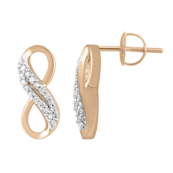 LADIES EARRINGS 0.12CT ROUND DIAMOND 10K ROSE GOLD